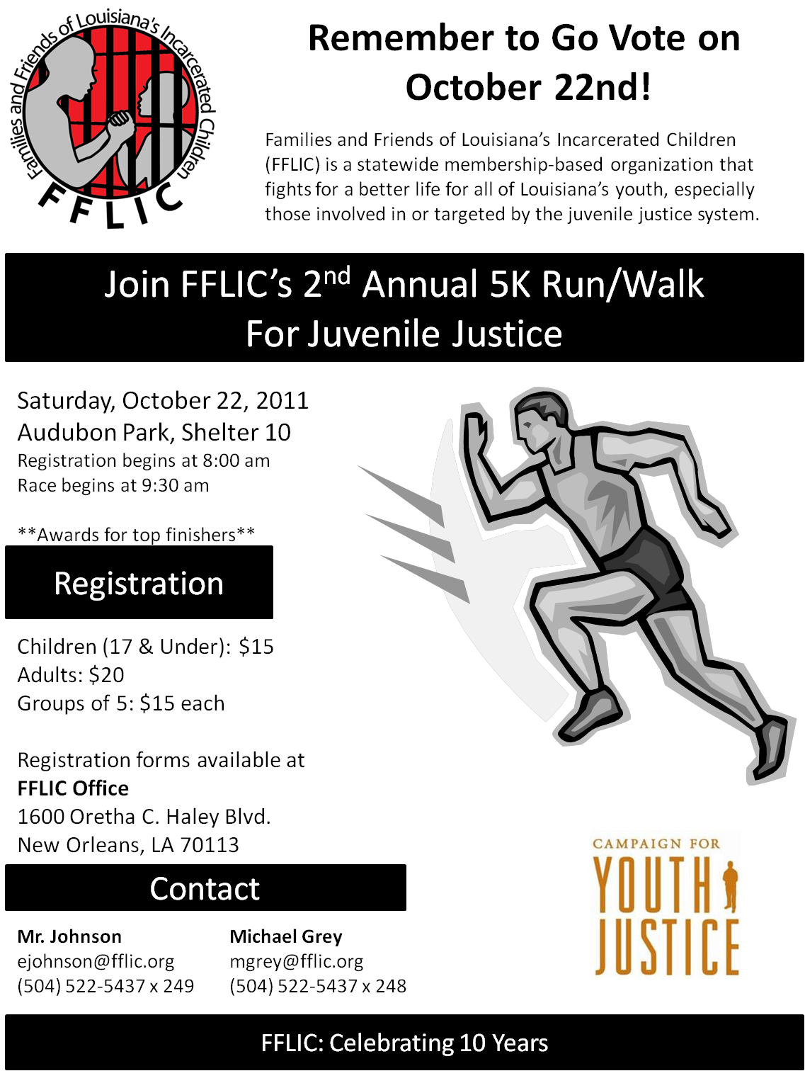 FFLIC’s 2nd Annual 5K Run/Walk for Juvenile Justice