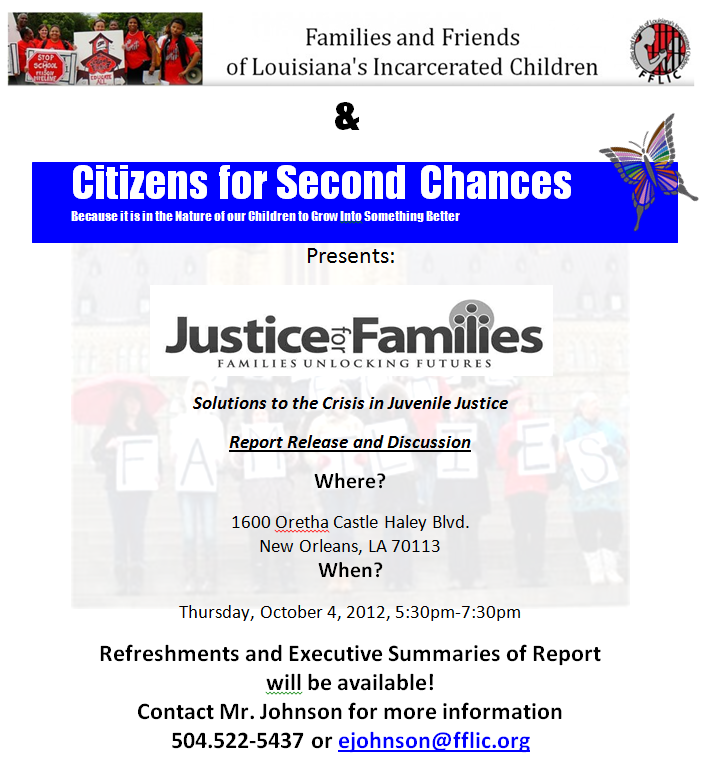 FFLIC and CFSC Partner with Justice for Families to Release Report: Families Unlocking Futures: Solutions to the Crisis in Juvenile Justice